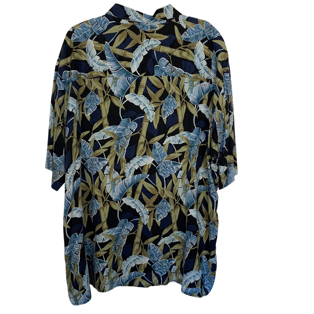 Natural Issue Mens XXL Tropical Leaf Print Rayon Short Sleeve Button Front Shirt - Picture 3 of 4